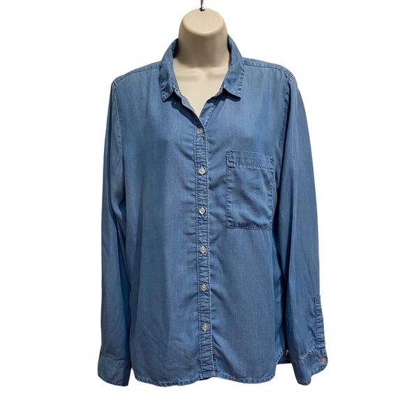 SO Tops - SO Perfect Chambray Shirt Relaxed Lyocell Sz L